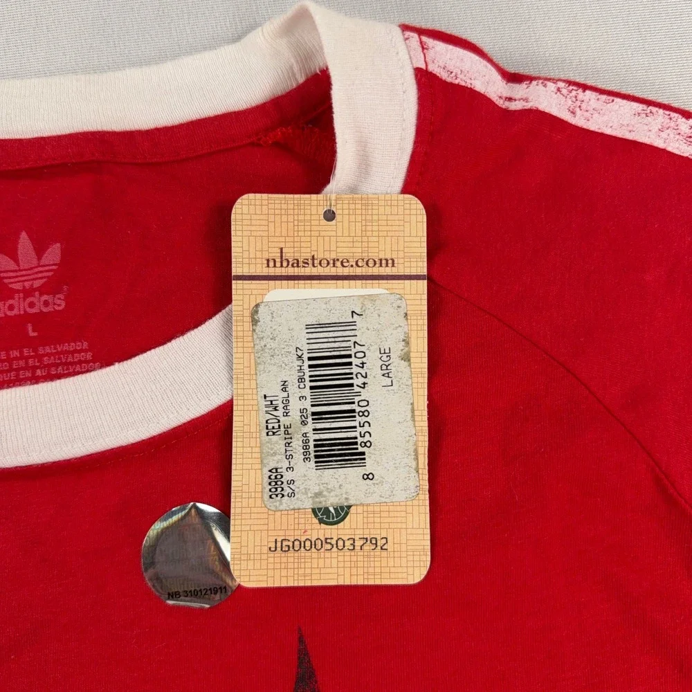 Adidas Chicago Bulls T-Shirt Windy City Ringer‎ Raglan NBA NWT Red Mens Large